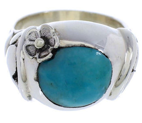 Southwestern Sterling Silver And Turquoise Ring Size 6 UX33343